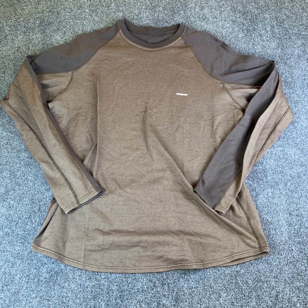 Patagonia Worn Wear Capilene 3 Shirt Mens XL Brown Raglan Sleeve Performance